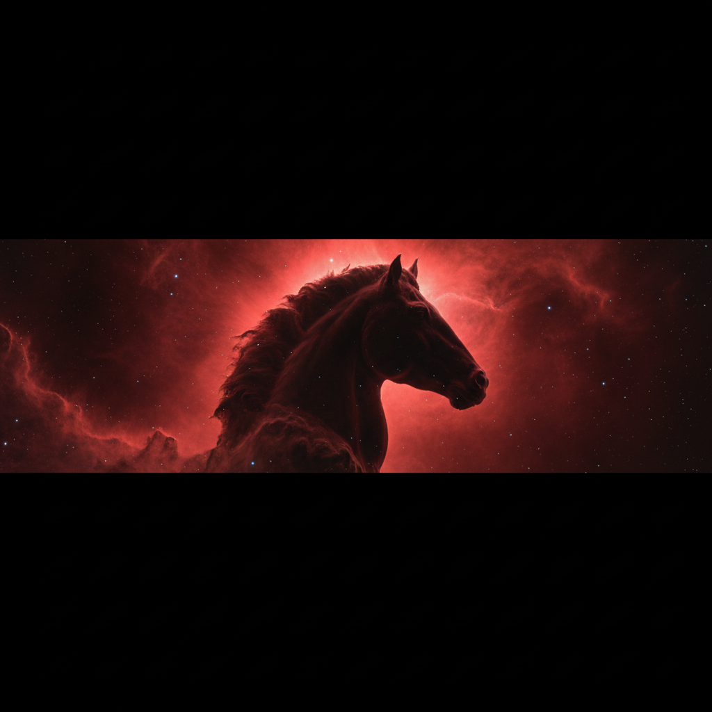 Horsehead Nebula — dark dust pillar silhouetted against red emission nebula