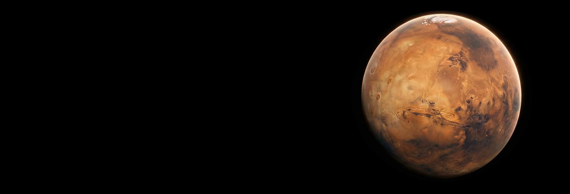 Mars - The Red Planet showing its rusty surface and thin atmosphere