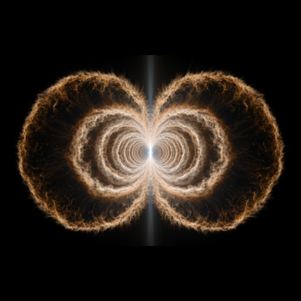 Egg Nebula CRL 2688 — bipolar protoplanetary nebula with concentric dust shells